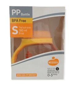 Bình sữa WESSER PP size S 180ml cổ rộng (0-3 tháng)