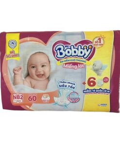 Miếng lót sơ sinh Bobby NB2 trẻ trên 1 tháng 60 miếng